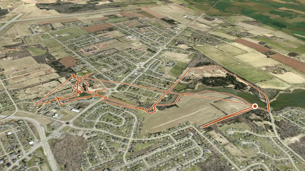 3-D terrain view of Andrews Pond Nature Trails
