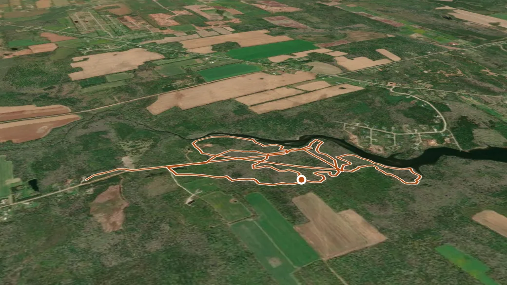 3-D terrain view of Winter River Hiking Trail