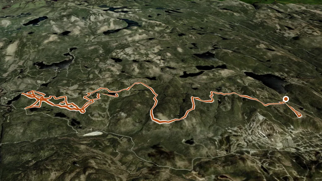 3-D terrain view of Sentier des Contreforts
