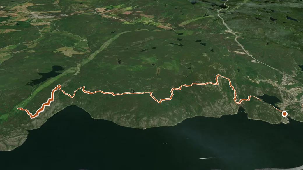 3-D terrain view of Sentier Le Fjord