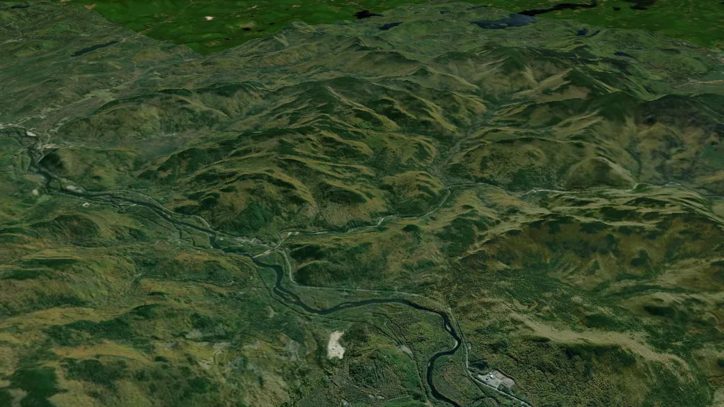 3-D terrain view of Sentier du Ruisseau-des-Chênes