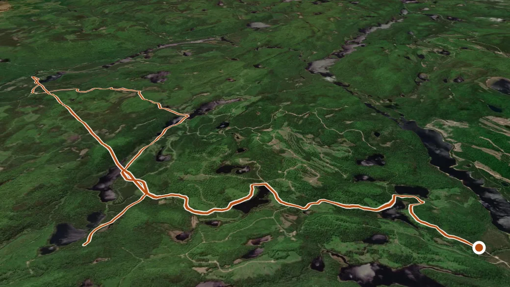 3-D terrain view of Route 2