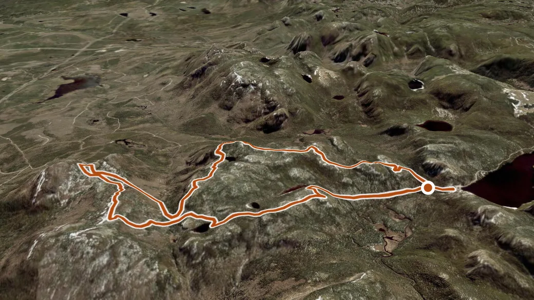 3-D terrain view of Sentier du Lac à l'Empêche et du Mont Dufour