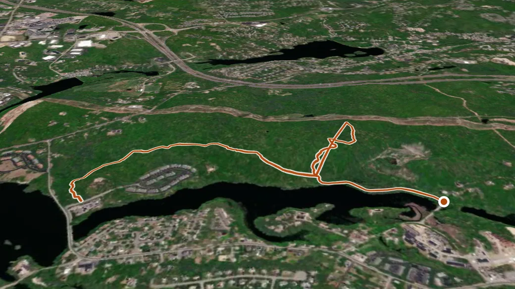 3-D terrain view of Mary Mowry Trail (Green)
