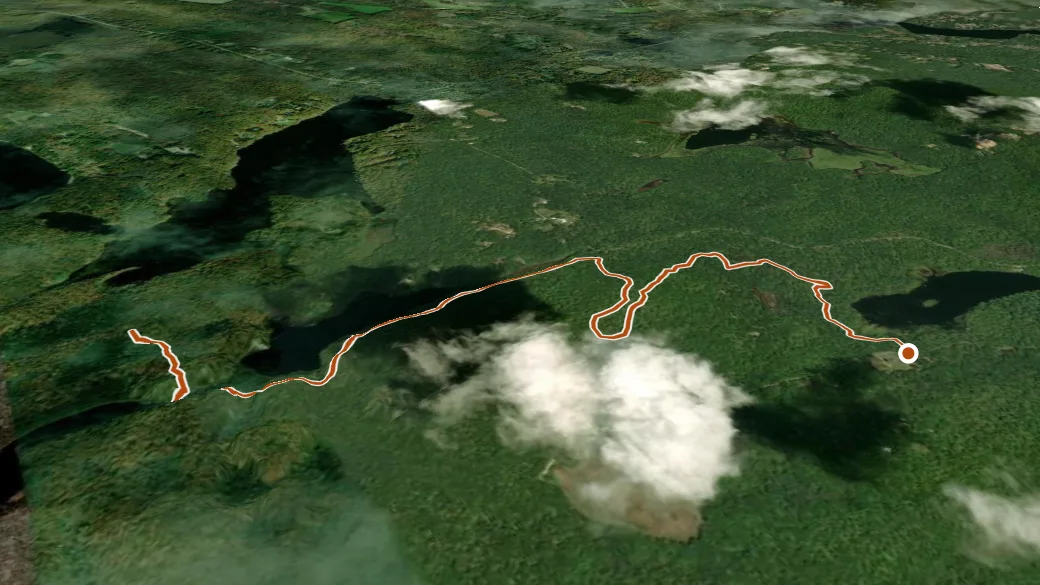 3-D terrain view of Long and Ell Pond Trail