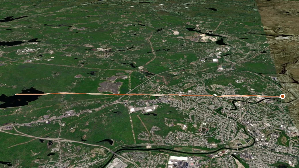 3-D terrain view of Blackstone River Greenway (RI)