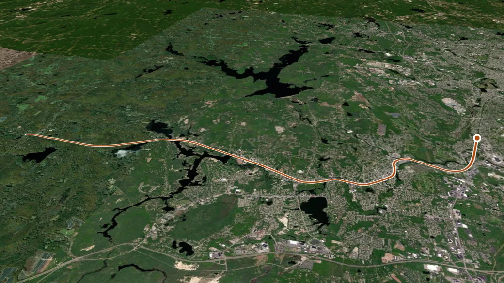 3-D terrain view of Washington Secondary Rail Trail