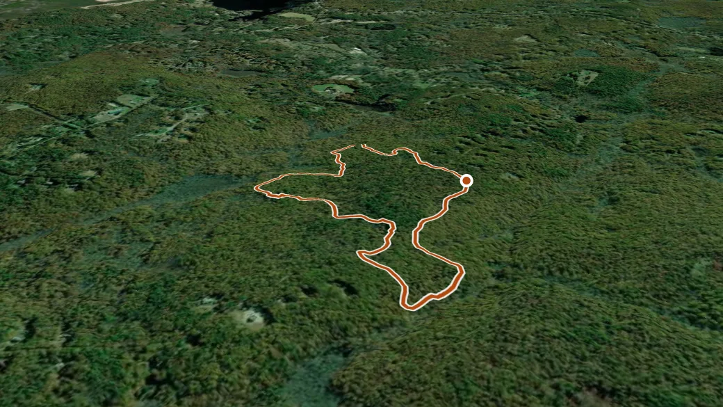 3-D terrain view of Milton A. Gowdy Mem. Trail (Red)