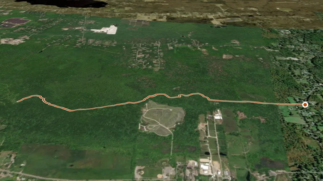 3-D terrain view of Yellow Trail (Weetamoo Woods)