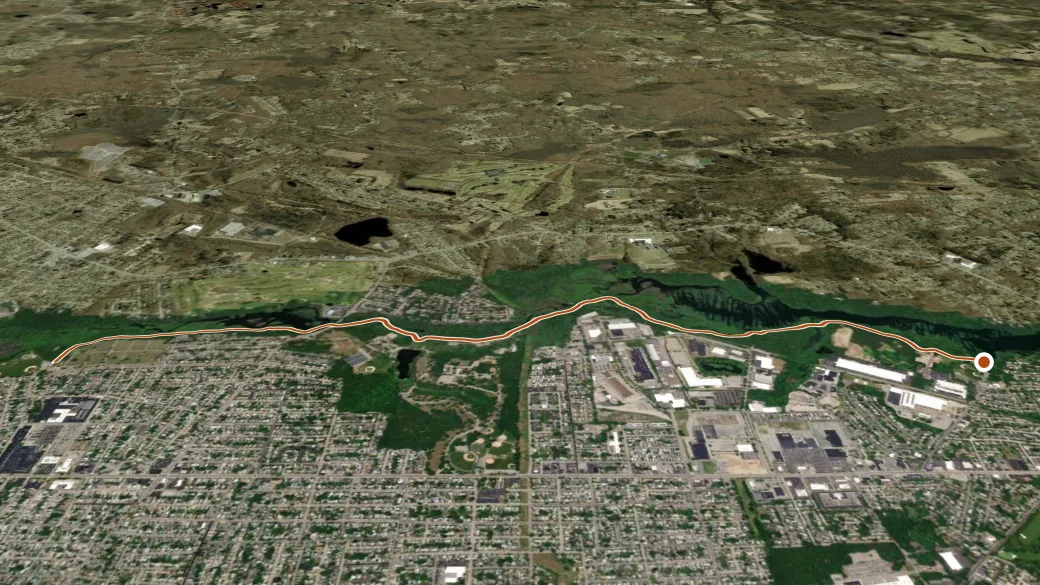 3-D terrain view of Ten Mile River Greenway