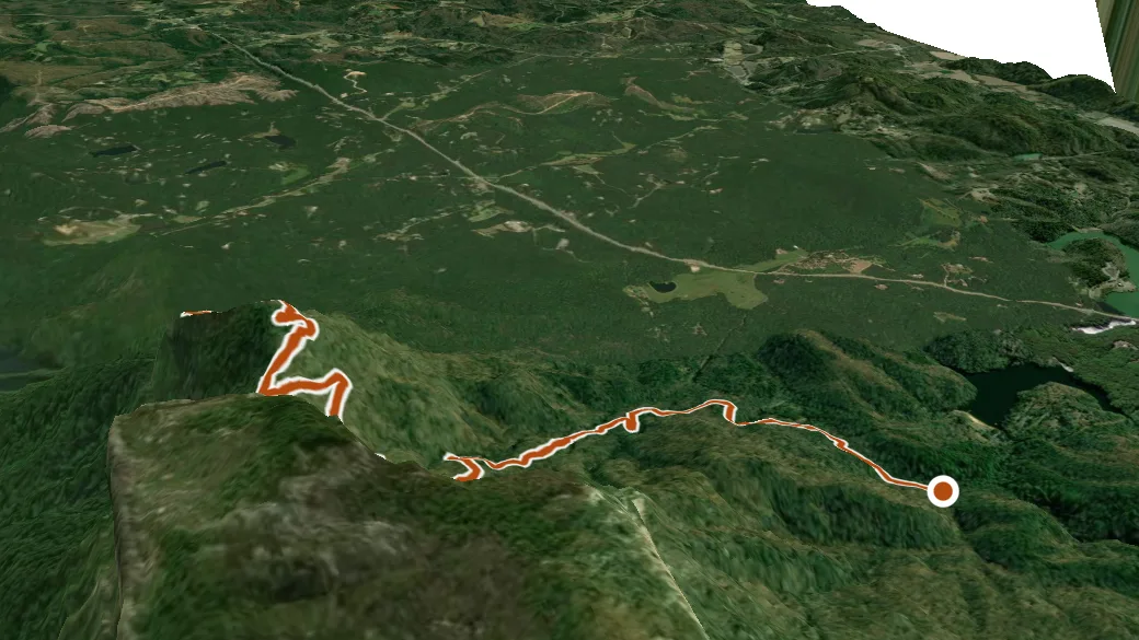 3-D terrain view of Stool Mountain Trail
