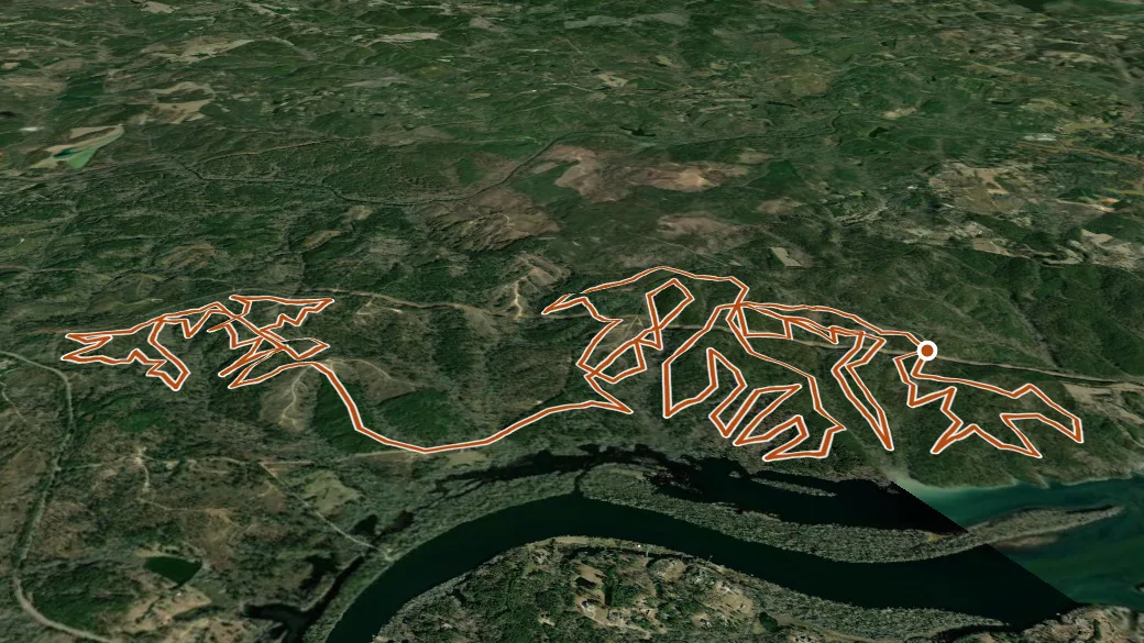 3-D terrain view of Forks Trail