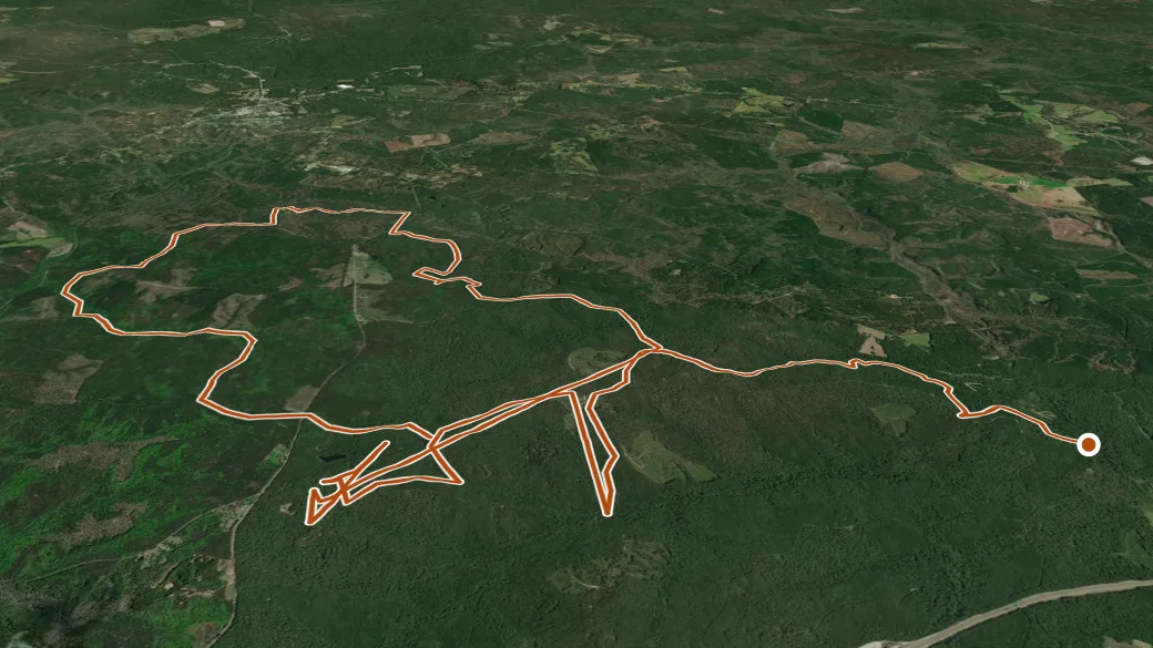 3-D terrain view of Buncombe Horse Trail