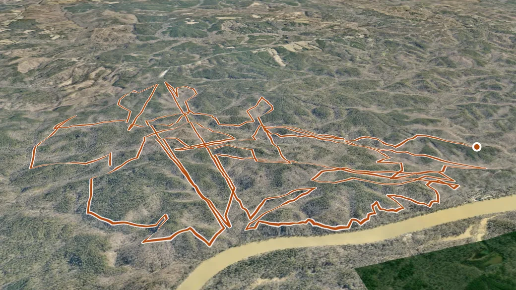 3-D terrain view of Woods Ferry Horse Trail