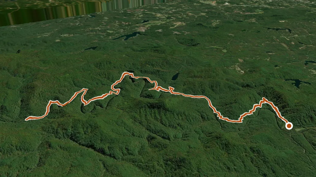 3-D terrain view of Chattooga Hiking Trail