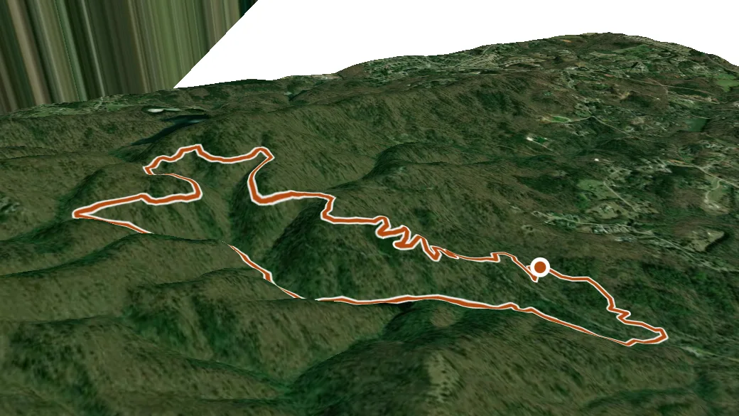 3-D terrain view of Sulphur Springs Trail