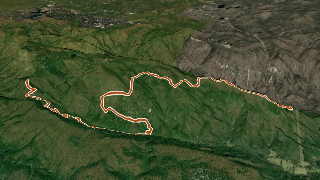 3-D terrain view of Pinnacle Pass Trail