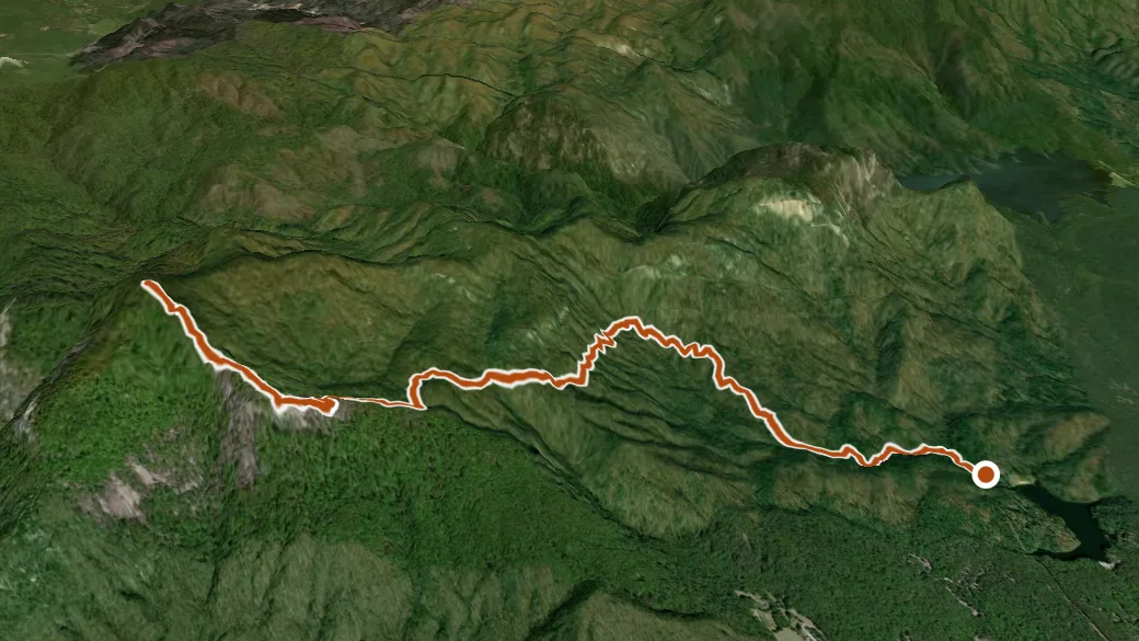 3-D terrain view of Pinnacle Mountain Trail