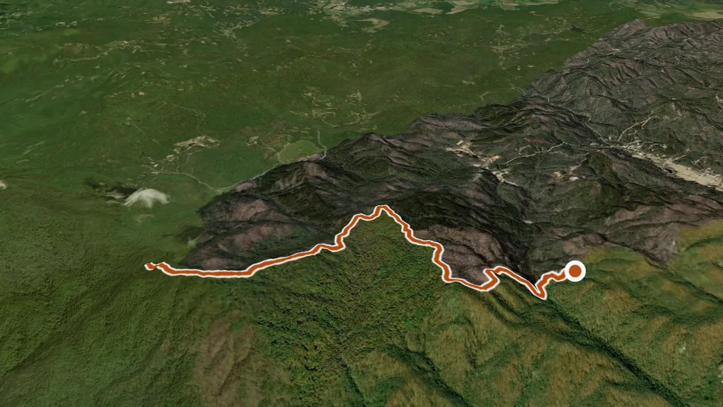 3-D terrain view of Sassafras to Ceaser's Head Spur Trail