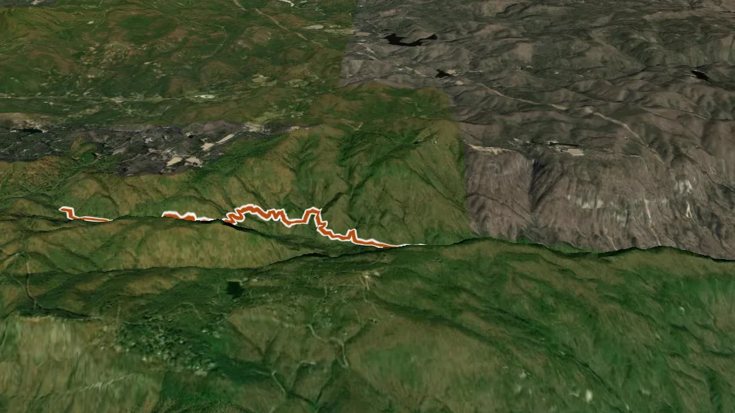 3-D terrain view of Jones Gap Trail