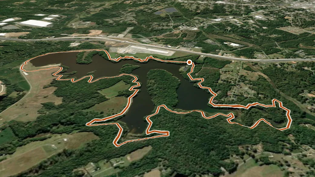 3-D terrain view of Lake Whelchel Trail