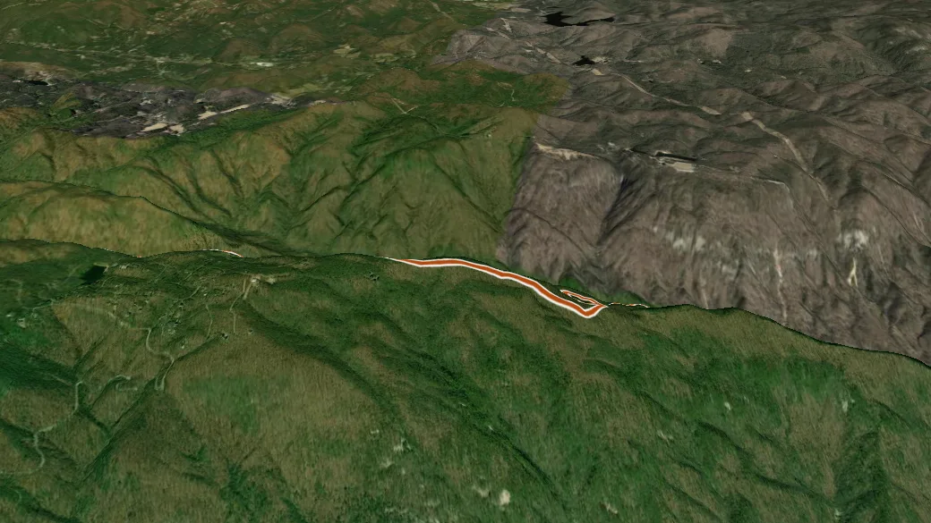 3-D terrain view of Rim of the Gap Trail