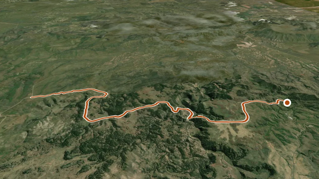 3-D terrain view of Highland Creek Trail