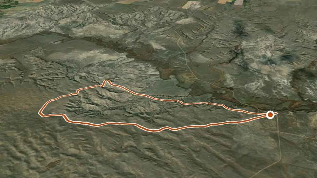 3-D terrain view of Broken Hills Trail