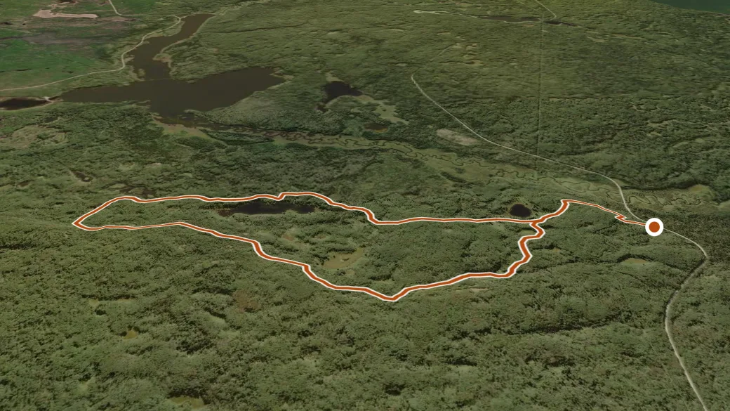 3-D terrain view of Spruce River Highlands Trails