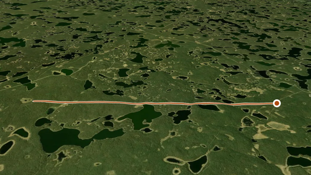 3-D terrain view of Ashley Lake Trail