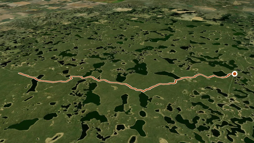 3-D terrain view of Long Lake Trail