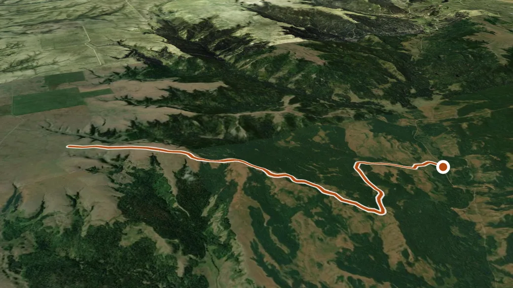 3-D terrain view of La Barge Trail