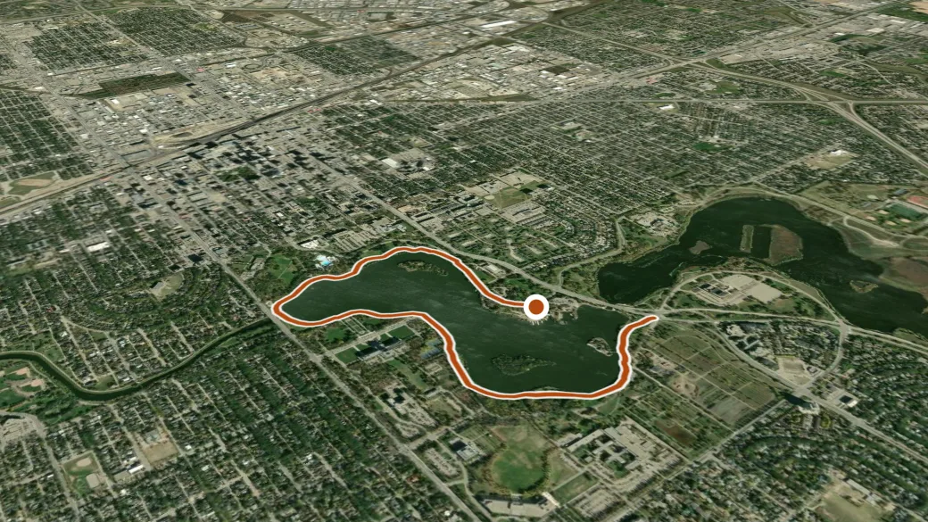3-D terrain view of Blue Trail (Wascana Centre)