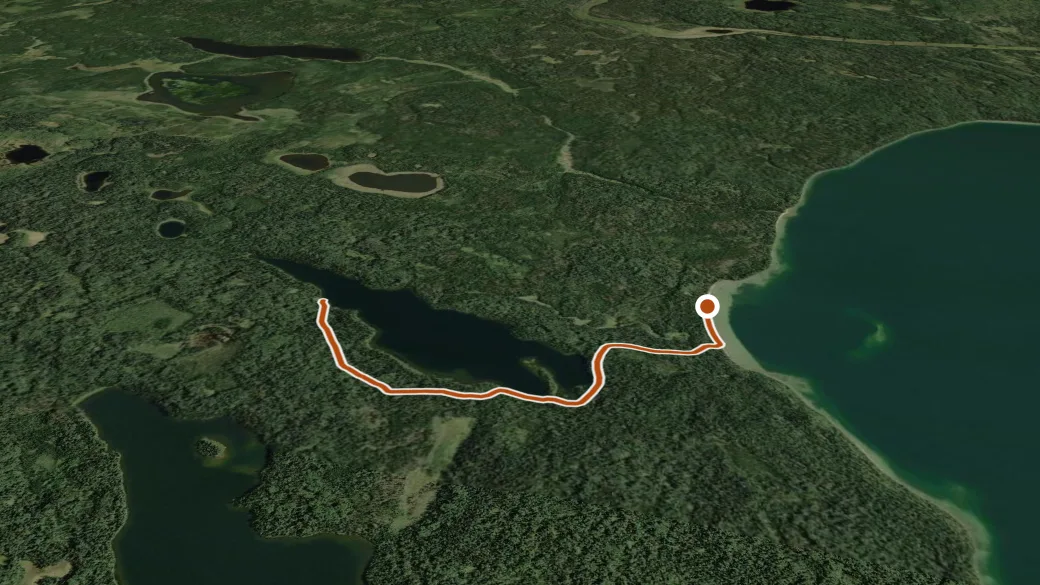 3-D terrain view of Northend Campsite to Grey Owl's Cabin
