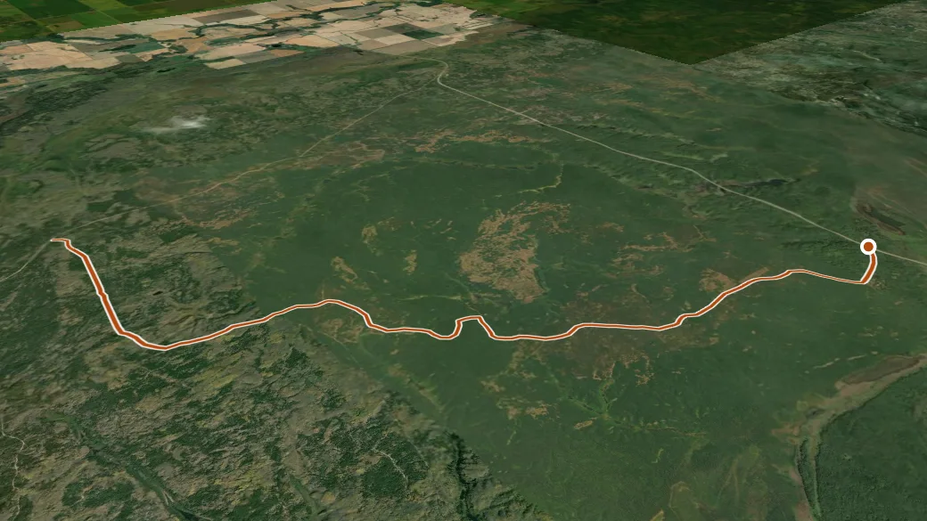 3-D terrain view of Wapati Trail