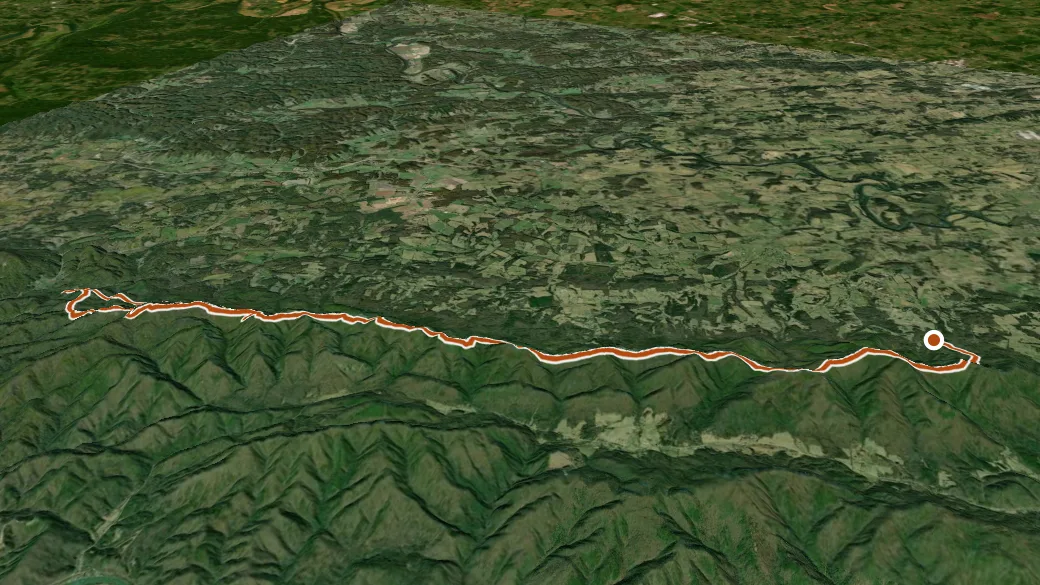 3-D terrain view of Meadow Creek Mtn Trail