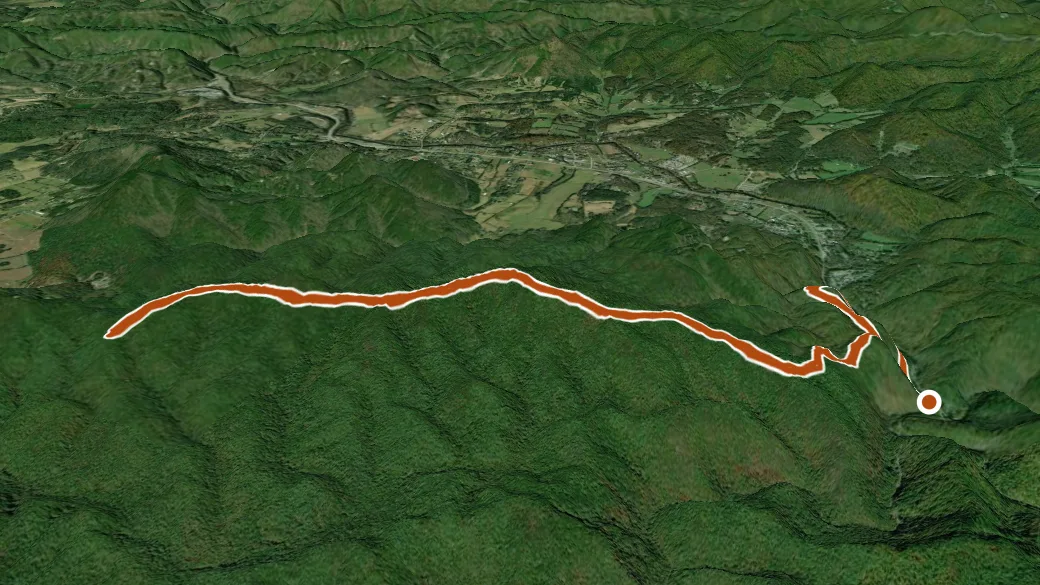 3-D terrain view of Chestnut Top Trail