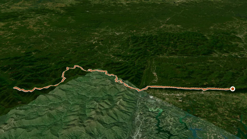 3-D terrain view of Cumberland Trail
