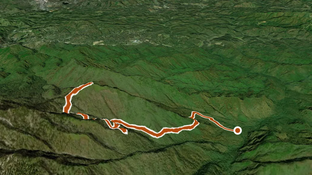 3-D terrain view of Brushy Mountain Trail