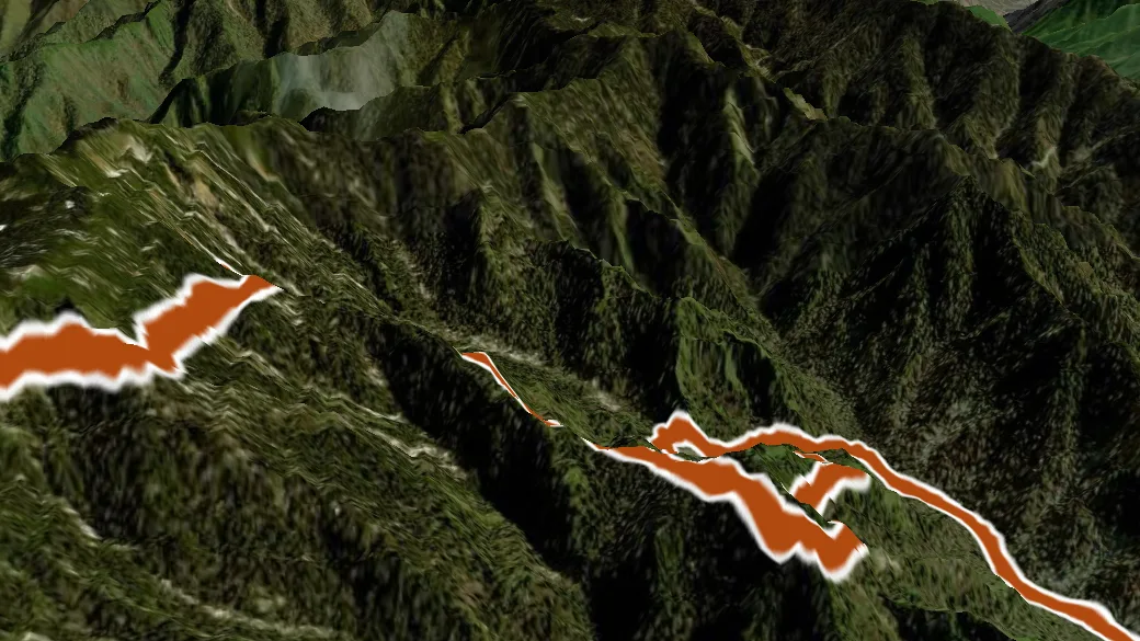 3-D terrain view of Alum Cave Trail