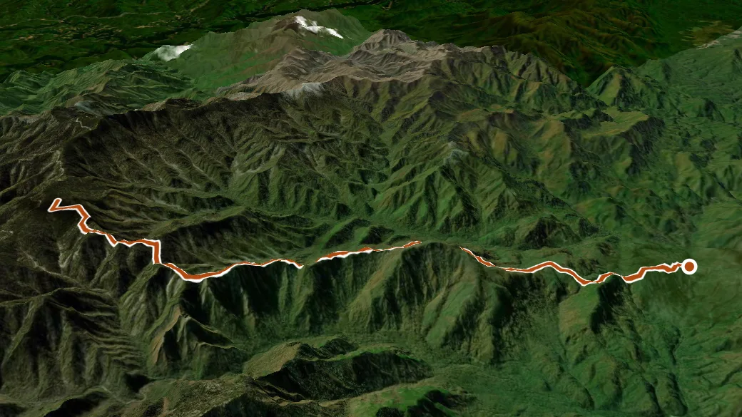 3-D terrain view of Sugarland Mountain Trail