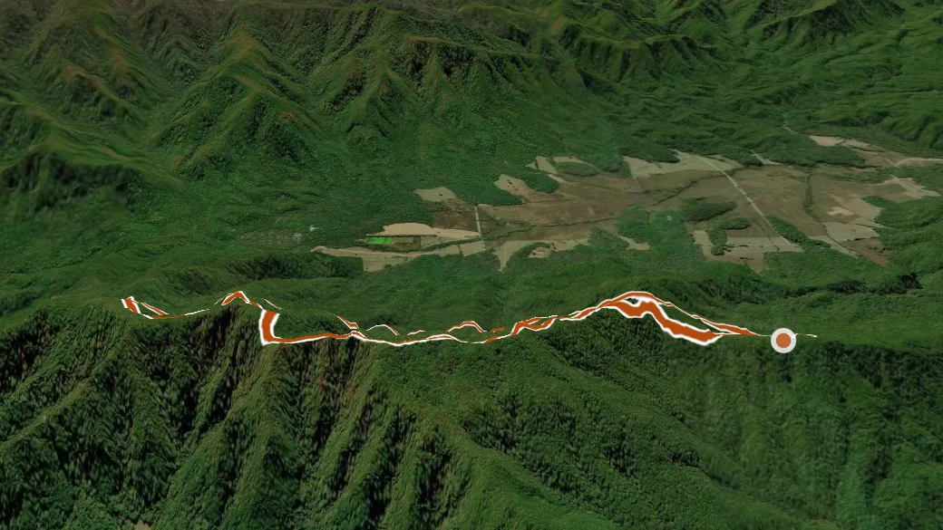 3-D terrain view of Indian Grave Gap Trail