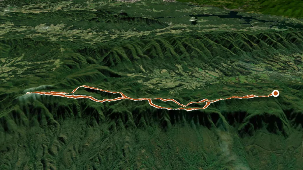 3-D terrain view of Holston Mountain Trail