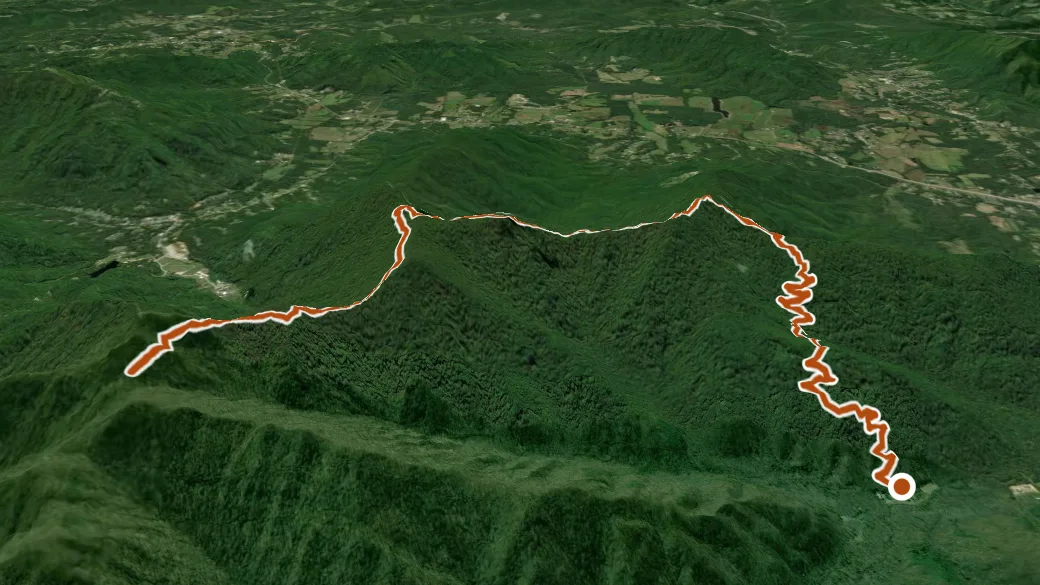 3-D terrain view of Chimney Top Trail