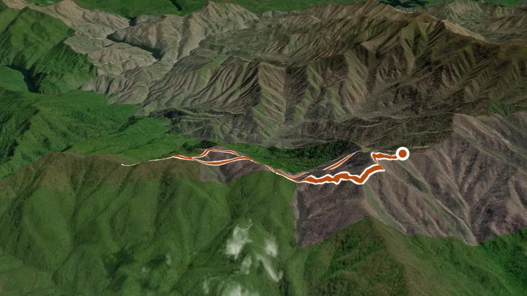 3-D terrain view of Fodderstack Mountain