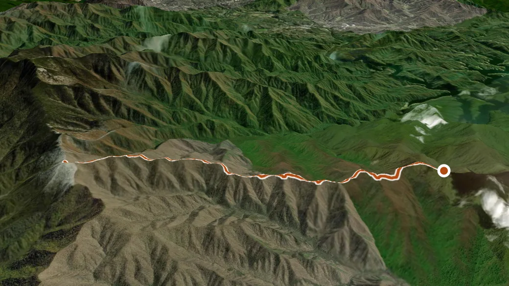 3-D terrain view of Welch Ridge Trail