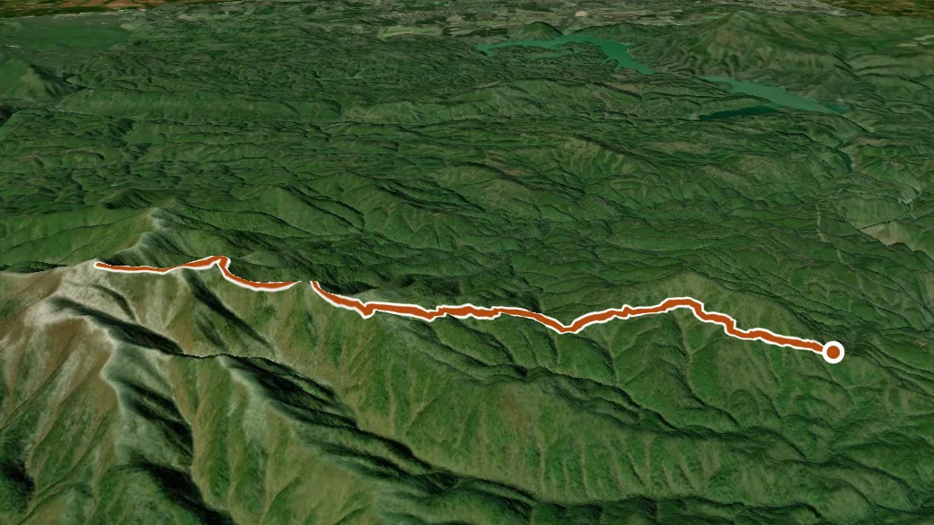 3-D terrain view of Big Frog Mountain Hiking Trail