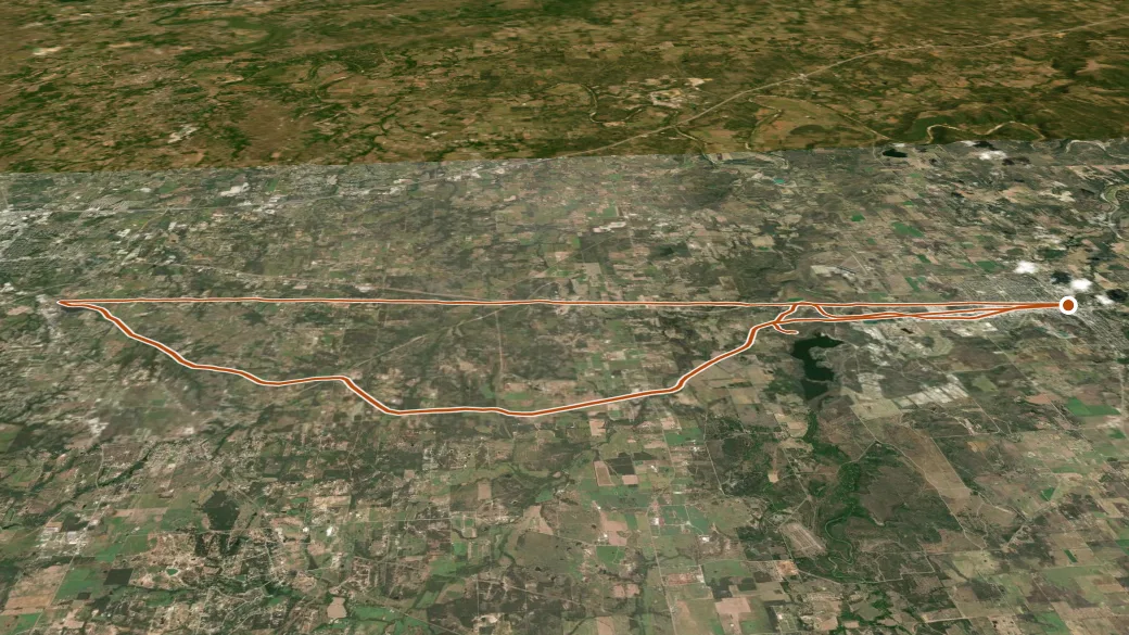 3-D terrain view of Lake Mineral Wells State Trailway