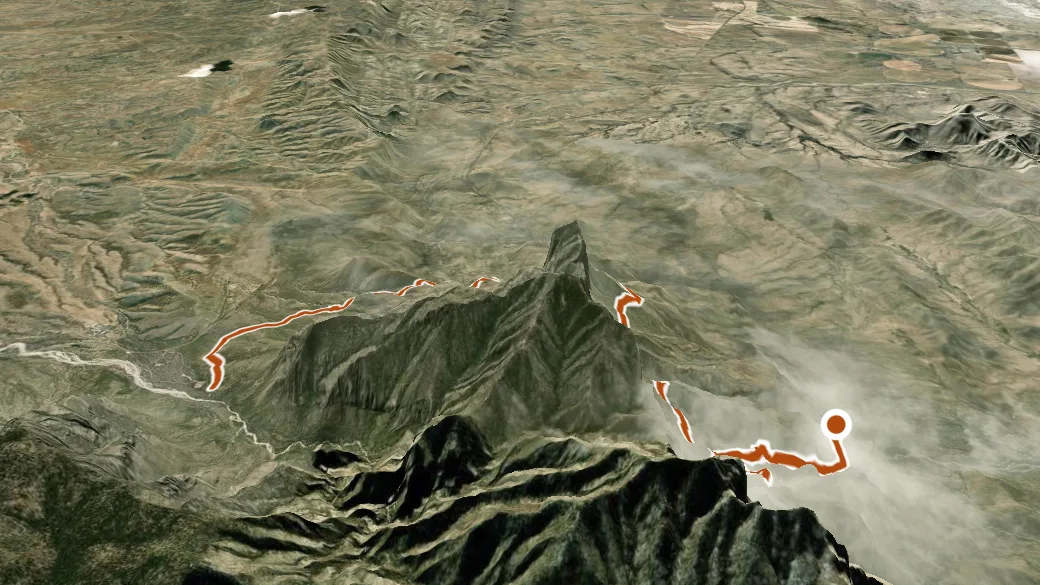 3-D terrain view of El Capitan Trail