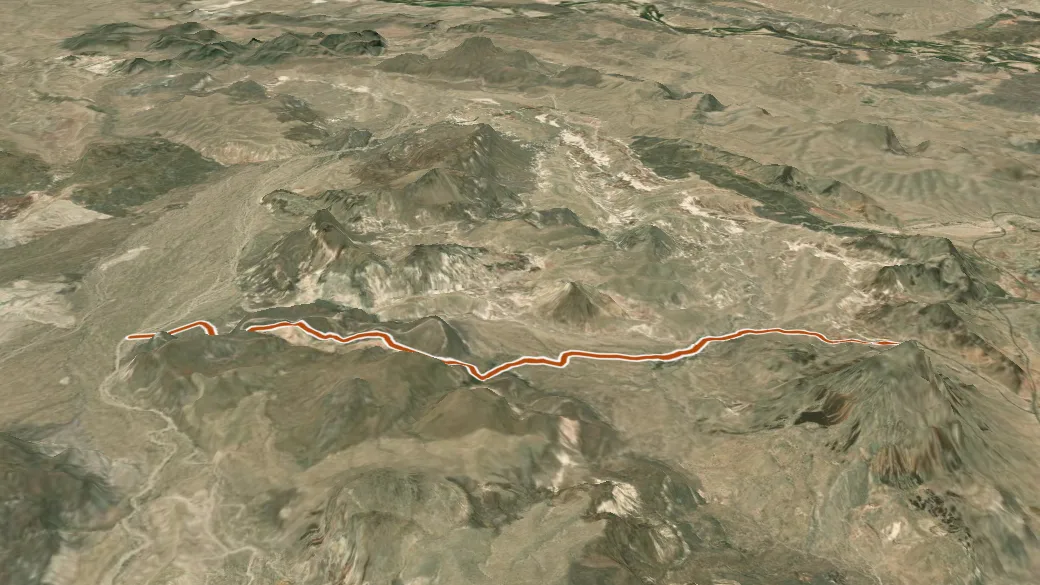 3-D terrain view of Mule Ears